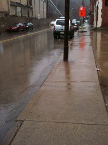 rainy street of Pittsburgh